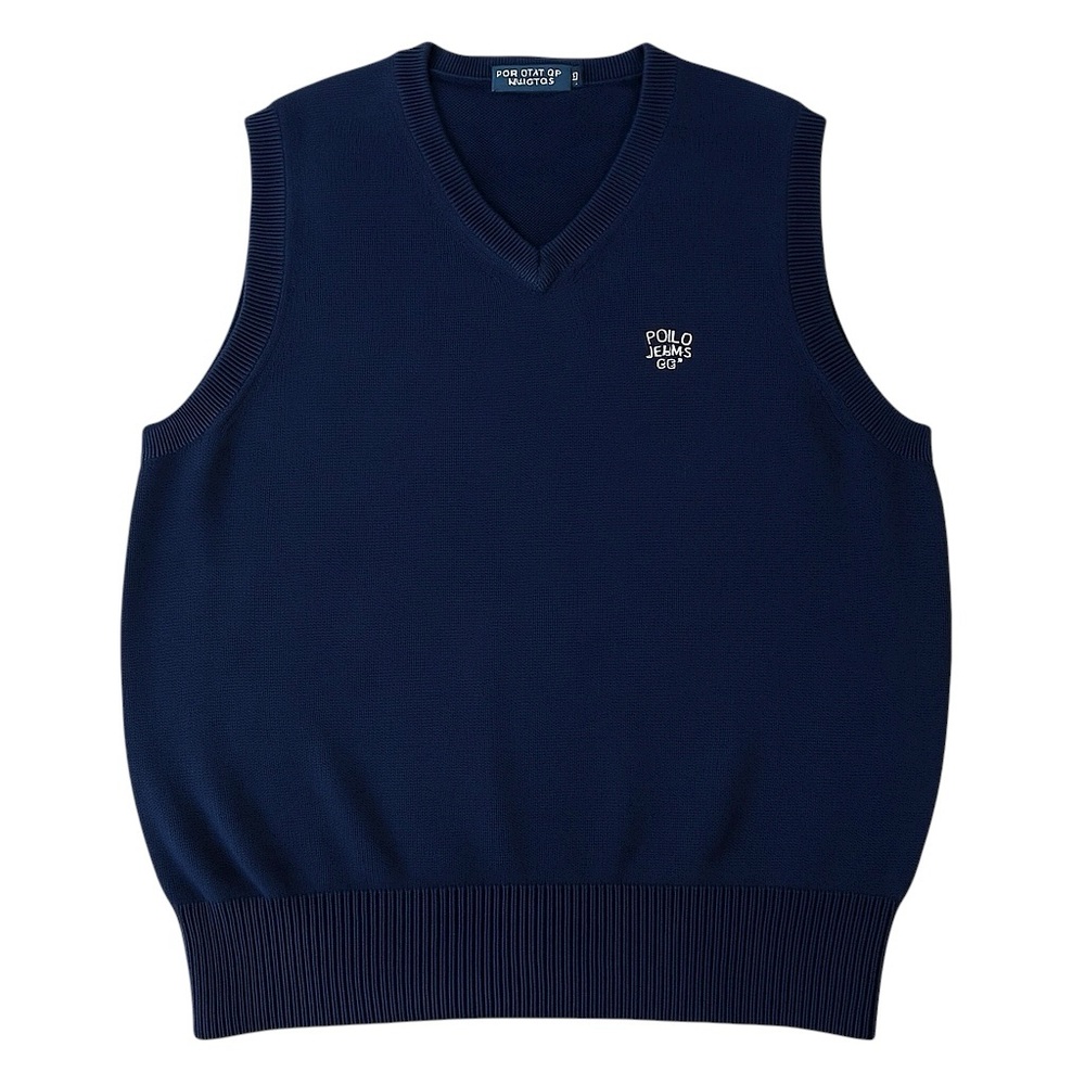 Polo Jeans Co Ralph Lauren Navy Cotton V-Neck Sweater Vest XL Preppy Revival EUC